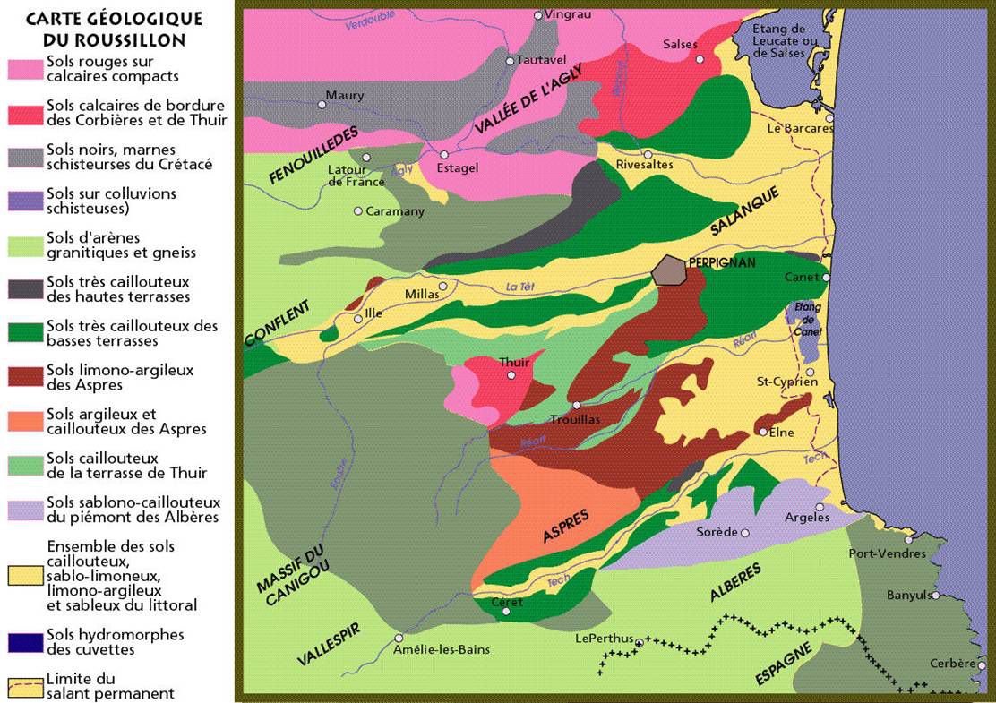 Carte géologique du roussillon - Maury AOP